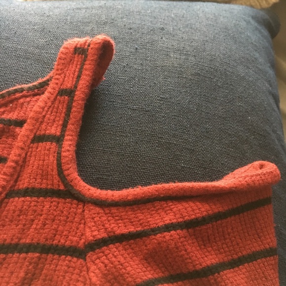 Black & Burgundy Striped Cold Shoulder Top - Picture 3 of 3